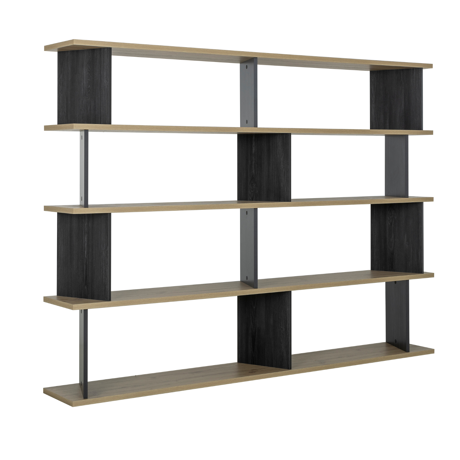 Alana βιβλιοθήκη 220x32x163εκ. Artisan Oak / Black thread - Image 2