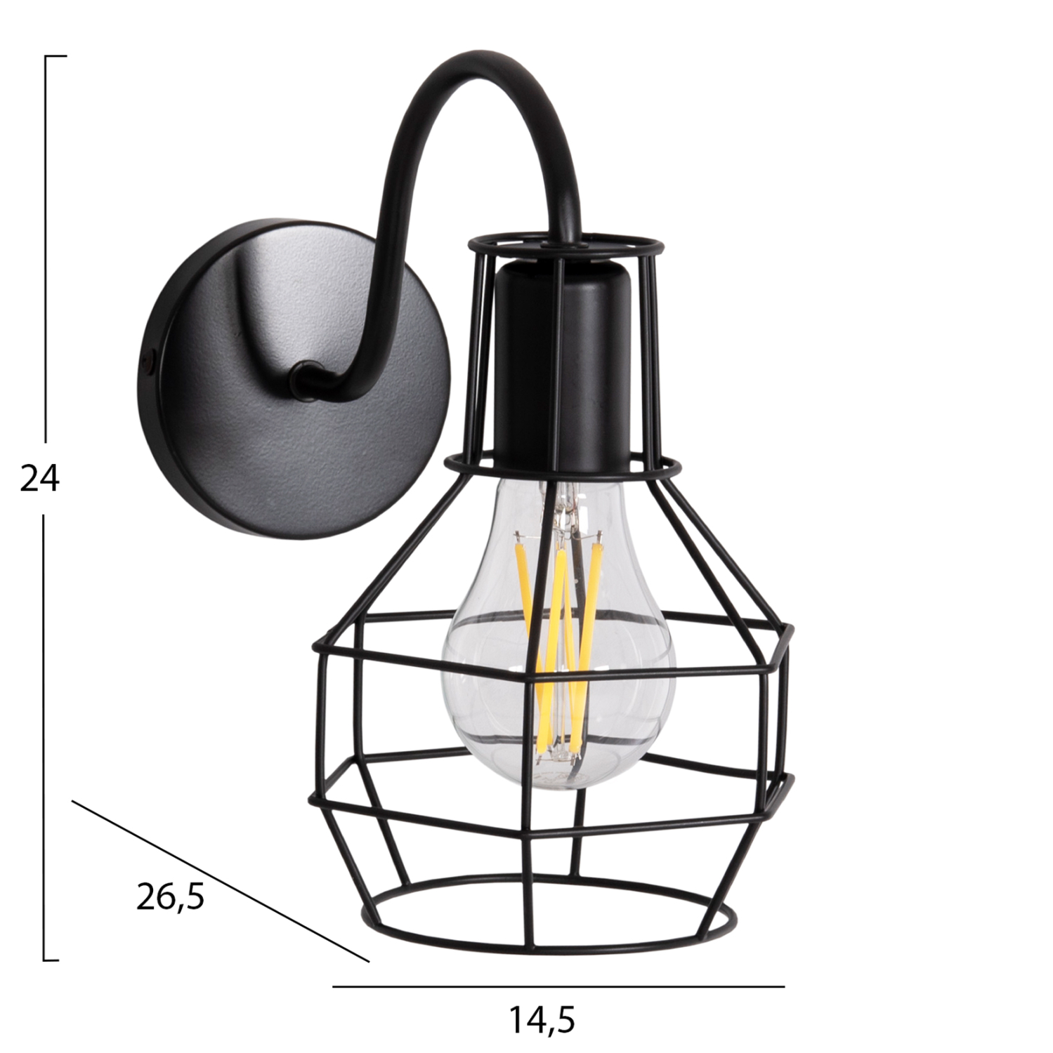 ΑΠΛΙΚΑ ΤΟΙΧΟΥ MILID2 HM4479 ΜΕΤΑΛΛΟ ΣΕ ΜΑΥΡΟ 14,5x26,5x24Υεκ. - Image 2