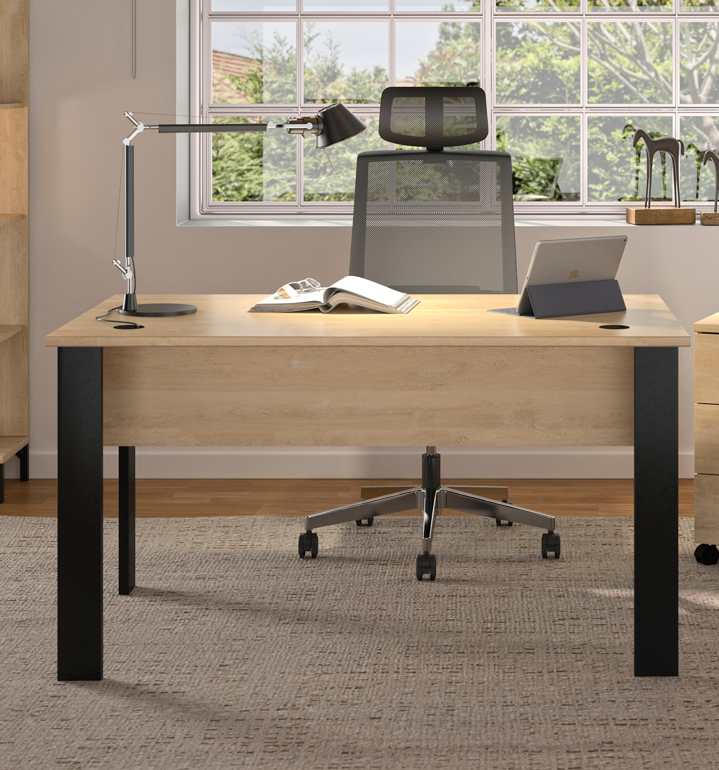 Faro γραφείο 120x60x74εκ. Blond Oak / Μαύρο