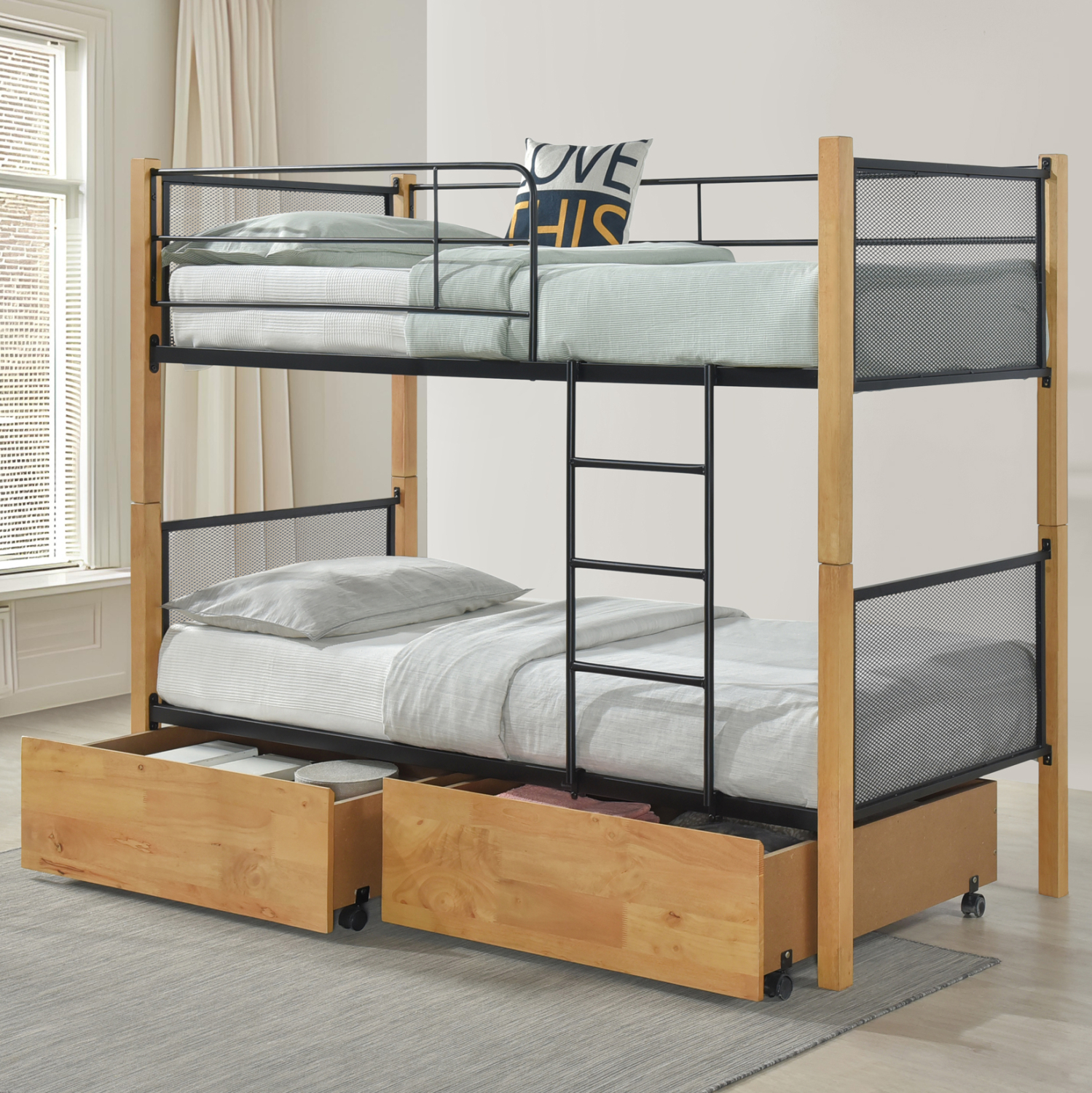 ΚΡΕΒΑΤΙ ΚΟΥΚΕΤΑ ΜΕ 2 ΕΠΙΔΑΠΕΔΙΑ ΣΥΡΤΑΡΙΑ RAYVEN HM21119.02 ΞΥΛΟ-ΜΕΤΑΛΛΟ-ΓΙΑ ΣΤΡΩΜΑΤΑ 90x190εκ - Image 2