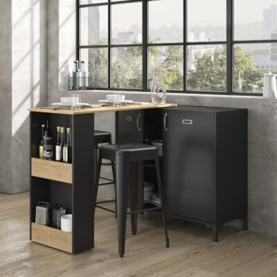 Manchester τραπέζι ψηλό bar / κονσόλα 115x45x93εκ. ( 94x136x93εκ. )  Helvezia Oak / Black