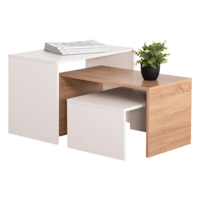 ΤΡΑΠΕΖΙ ΣΑΛΟΝΙΟΥ ΣΕΤ 3ΤΜΧ BENTIL HM9444.11 ΜΕΛΑΜΙΝΗ SONAMA-ΛΕΥΚΟ 65x35x45Υεκ