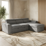 Elmira γωνιακός καναπές κρεβάτι με αποθηκευτικό χώρο 247x174εκ. Ανοιχτό  Γκρι με αναστρέψιμη γωνία
