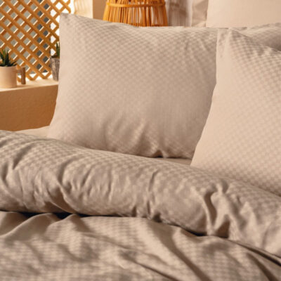 Σετ παπλωματοθήκη Plaid Cotton Box 3 τμχ Μονή (160x220) χρώμα mink