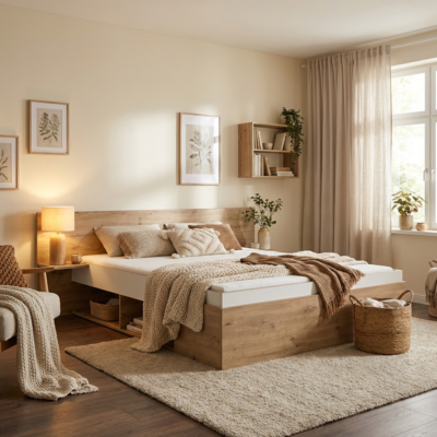 Anis κρεβάτι διπλό με αποθηκευτικούς χώρους 205x215x80εκ.  ( για στρώμα 160x200εκ. ) Artisan Oak / Λευκό