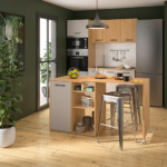 Alpaga έπιπλο κουζίνας με επεκτεινόμενο πάγκο και χώρους αποθήκευσης 156x60x88/85εκ. Silva Oak / Greige