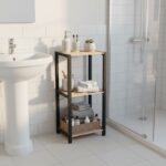 Ραφιέρα δαπέδου - Κομοδίνο ξύλινο - πλαστικό χρώμα φυσικό - μαύρο 37x29x79εκ.