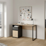 Function Plus γραφείο με ντουλάπι και συρτάρι 130,4x48,4x76,5εκ. Jackson Hickory Matt / Μαύρο