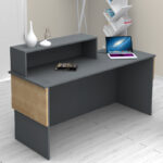 Γραφείο υποδοχής - reception Dustin Megapap χρώμα ανθρακί - φυσικό οξιάς 160x60x101,8εκ.