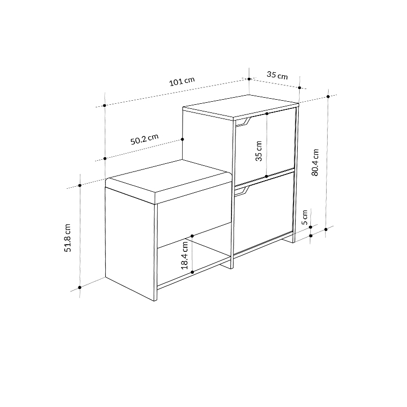 Παπουτσοθήκη Haven Megapap χρώμα sapphire oak - ανθρακί 101x35x80,4εκ. - Image 5