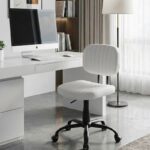 Καρέκλα γραφείου Romano Megapap από τεχνόδερμα χρώμα λευκό 46x53x79/86εκ.