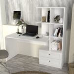 Γραφείο εργασίας Mantra Megapap χρώμα λευκό 150x60x152εκ.