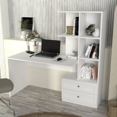 Γραφείο εργασίας Mantra Megapap χρώμα λευκό 150x60x152εκ.