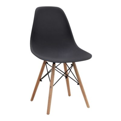 Σετ τραπεζαρία 5τμχ Allos - Nova Megapap χρώμα sapphire oak - μαύρο 75x75x77εκ.