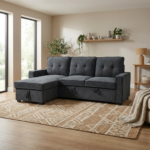 Tiago Γωνιακός καναπές κρεβάτι με αποθηκευτικό χώρο 222x150x94εκ. Γκρι σκούρο με αναστρέψιμη γωνία