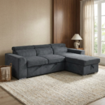 Elmira γωνιακός καναπές κρεβάτι με αποθηκευτικό χώρο 247x174εκ. Σκούρο Γκρι με αναστρέψιμη γωνία