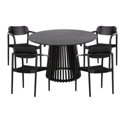 ΣΕΤ ΤΡΑΠΕΖΑΡΙΑΣ 5ΤΜΧ OSLO HM21075.01 ΣΤΡΟΓΓΥΛΟ ΤΡΑΠΕΖΙ Φ120εκ. & 4 ΚΑΡΕΚΛΕΣ-ΜΑΥΡΟ