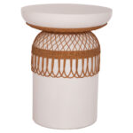 ΒΟΗΘΗΤΙΚΟ ΤΡΑΠΕΖΙ PRILEP HM18159.02 FIBER CEMENT ΛΕΥΚΟ & RATTAN--Φ60x76,5Υεκ