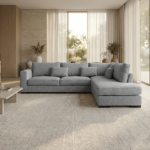 Brussels γωνιακός καναπές 303x228x86εκ. Γκρι ανοιχτό ύφασμα Δεξιά γωνία