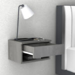 Κομοδίνο επιτοίχιο Mary Megapap χρώμα γκρι σκυροδέματος 40x30x23εκ.