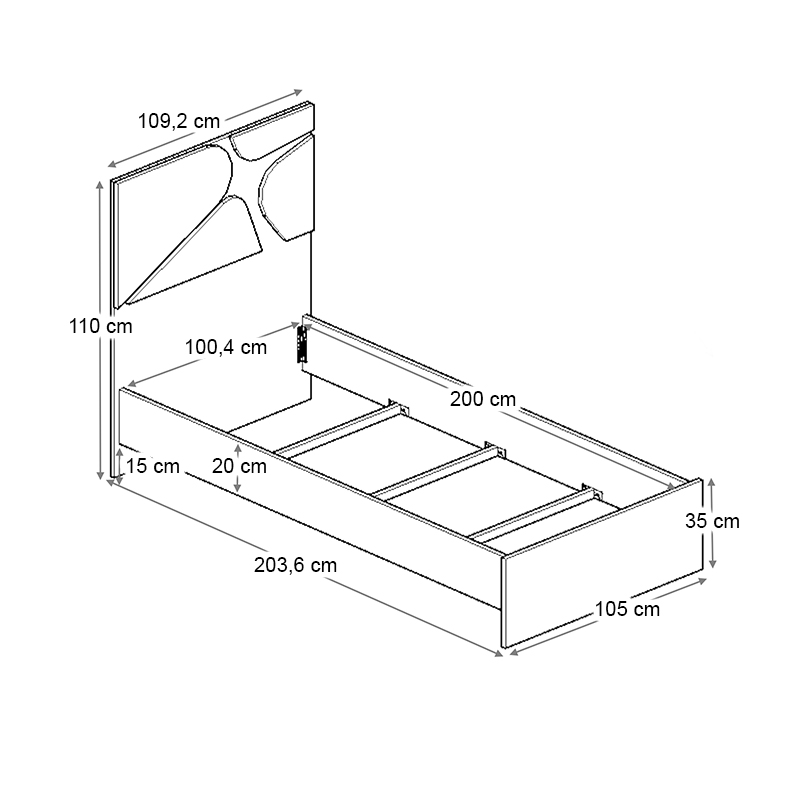 Κρεβάτι Bergamo Megapap χρώμα φυσικό οξιάς 100x200εκ. - Image 4