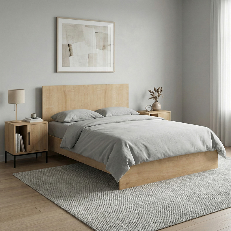 Κρεβάτι Troy Megapap χρώμα φυσικό οξιάς 140x190εκ.