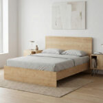 Κρεβάτι Troy Megapap χρώμα φυσικό οξιάς 150x200εκ.