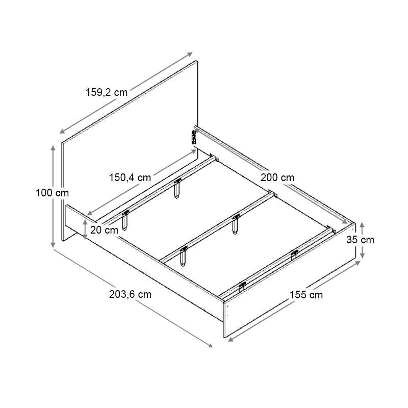 Κρεβάτι Troy Megapap χρώμα καρυδί 150x200εκ. - Image 4