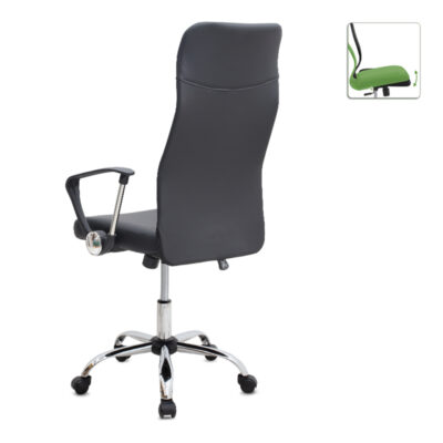 Καρέκλα γραφείου Novaro Megapap από τεχνόδερμα χρώμα μαύρο 61x68x111/121εκ.