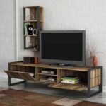 Σύνθεση τηλεόρασης Ursula Megapap χρώμα καρυδί - μαύρο 184,5x34x45εκ.