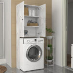 Έπιπλο πλυντηρίου Romme Megapap χρώμα λευκό εφέ μαρμάρου 65x27,1x180εκ.