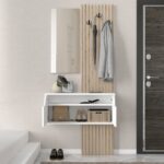Έπιπλο εισόδου Naro Megapap χρώμα λευκό - sepet oak 90x35x204,2εκ.
