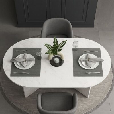 Τραπέζι Cortado Megapap χρώμα λευκό εφέ μαρμάρου 138x80x75εκ.