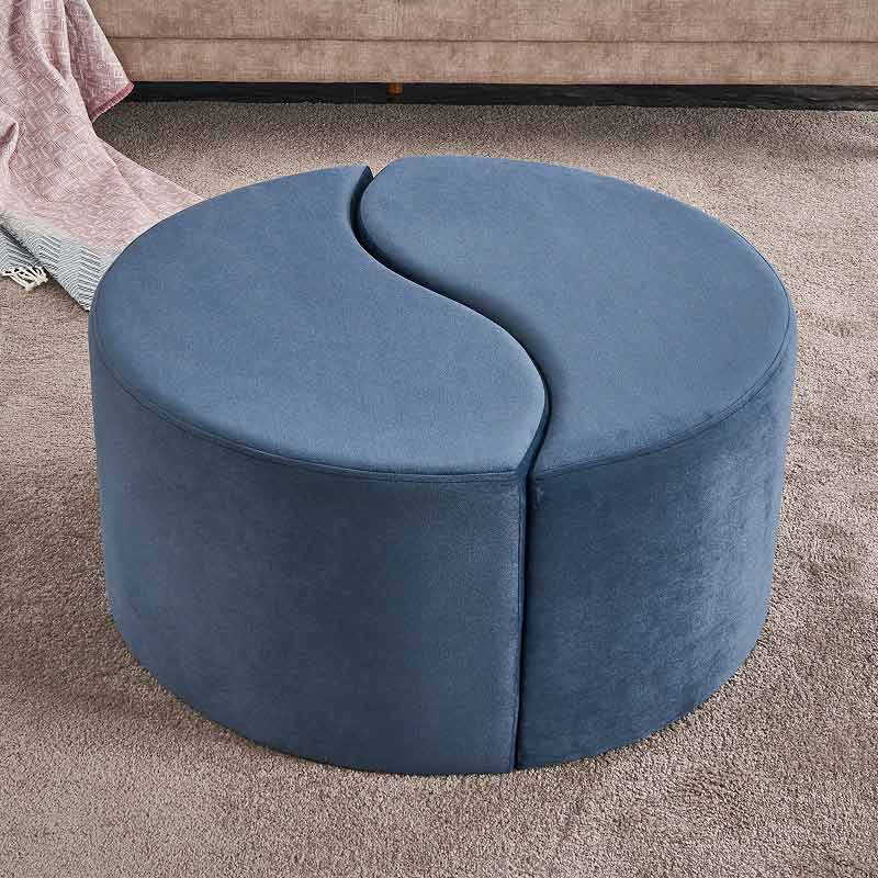 Σκαμπώ Alis Megapap βελούδινο χρώμα μπλε 80x80x40εκ. - Image 2