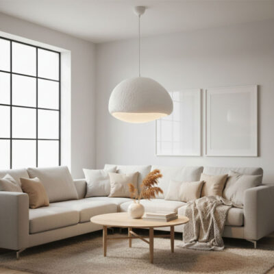 Φωτιστικό οροφής Loval Megapap E27 fiberglass μονόφωτο χρώμα λευκό 50x44x120εκ.