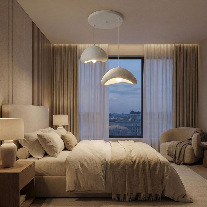 Φωτιστικό οροφής Luna Megapap E27 fiberglass δίφωτο χρώμα λευκό Ø70x115εκ. - Image 2