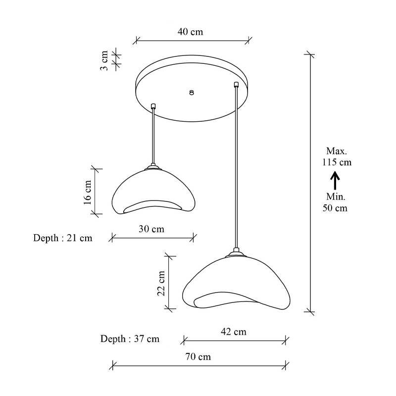 Φωτιστικό οροφής Luna Megapap E27 fiberglass δίφωτο χρώμα λευκό Ø70x115εκ. - Image 4