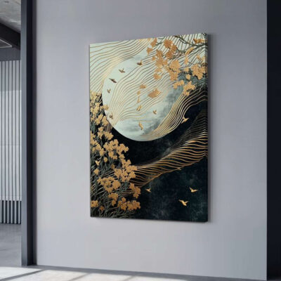 Πίνακας σε καμβά "Golden Moon" Megapap ψηφιακής εκτύπωσης 70x100x3εκ.