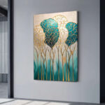 Πίνακας σε καμβά "Golden Leaves" Megapap ψηφιακής εκτύπωσης 70x100x3εκ.