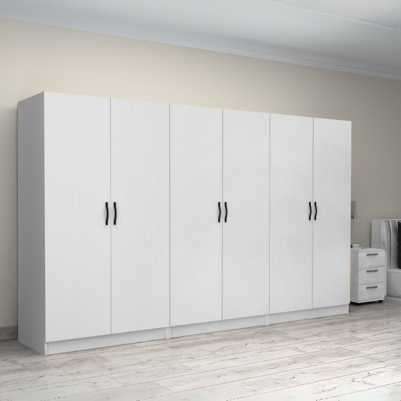 Ντουλάπα ρούχων Victoria Megapap εξάφυλλη χρώμα λευκό 300x60x181εκ. - Image 3