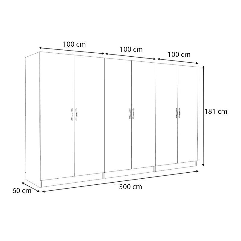 Ντουλάπα ρούχων Victoria Megapap εξάφυλλη χρώμα λευκό 300x60x181εκ. - Image 4