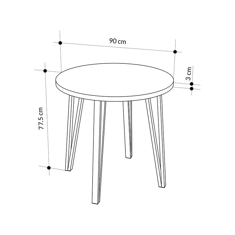 Σετ τραπεζαρία 5τμχ Xana - Rosa Megapap χρώμα sepet oak - μαύρο Ø90x77,5εκ. - Image 5