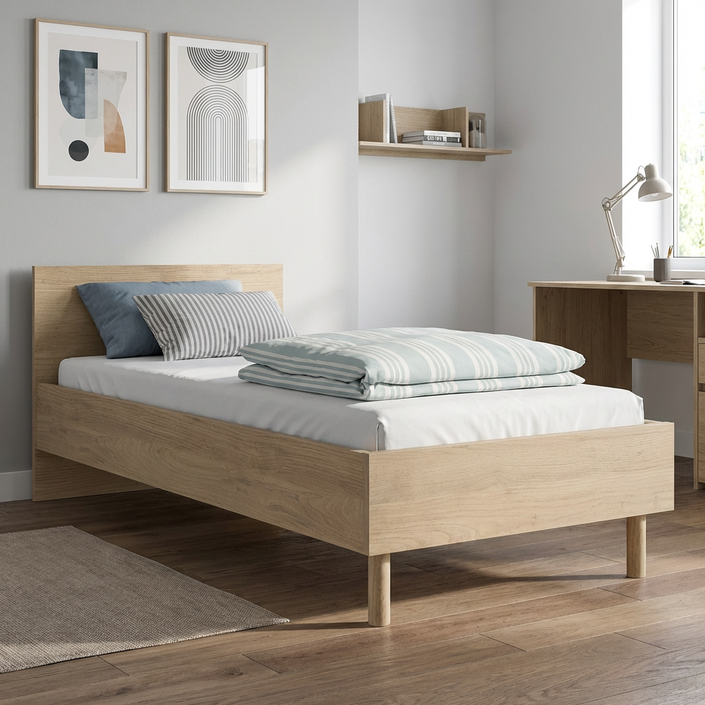 Ritmo κρεβάτι μονό 96x205x78εκ. ( για στρώμα 90x200εκ. ) Natural Chestnut