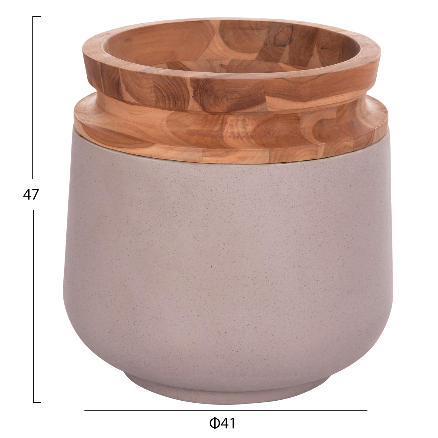 ΔΙΑΚΟΣΜΗΤΙΚΟ ΒΑΖΟ ΔΑΠΕΔΟΥ LINTER HM4662.05L FIBER CEMENT ΓΚΡΙ ΜΑΤ--ΞΥΛΟ ΤΕΑΚ Φ41x47Υεκ - Image 2