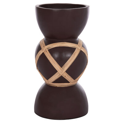ΔΙΑΚΟΣΜΗΤΙΚΟ ΒΑΖΟ ΔΑΠΕΔΟΥ MAYNARD HM4672.07L TERRACOTTA ΣΟΚΟΛΑΤΙ-RATTAN Φ32x62.5Υεκ