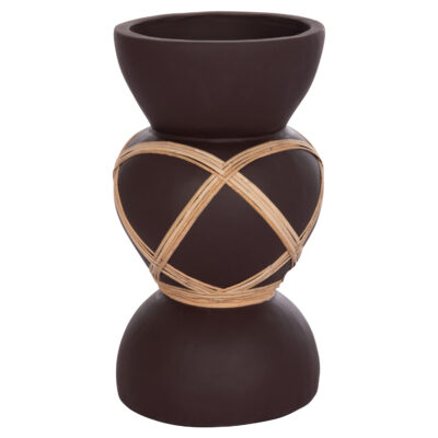 ΔΙΑΚΟΣΜΗΤΙΚΟ ΒΑΖΟ ΔΑΠΕΔΟΥ MAYNARD HM4672.07S TERRACOTTA ΣΟΚΟΛΑΤΙ-RATTAN Φ27.5x50Υεκ