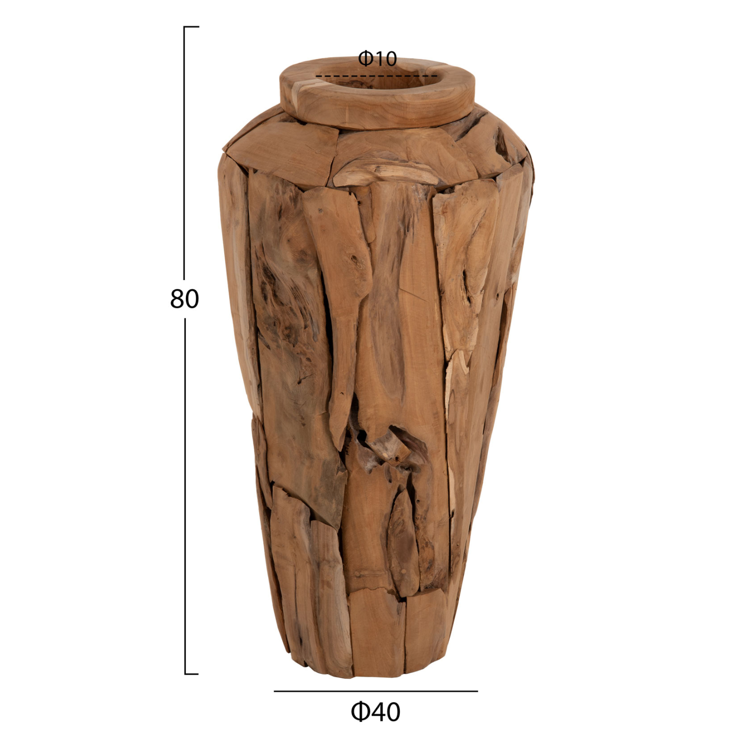 ΔΙΑΚΟΣΜΗΤΙΚΟ ΒΑΖΟ ΔΑΠΕΔΟΥ ZENIA HM7920 ΑΠΟ ΚΟΜΜΑΤΙΑ ΑΝΑΚΥΚΛΩΜΕΝΟΥ ΞΥΛΟΥ TEAK ΣΕ ΦΥΣΙΚΟ Φ40x80Υ εκ. - Image 2