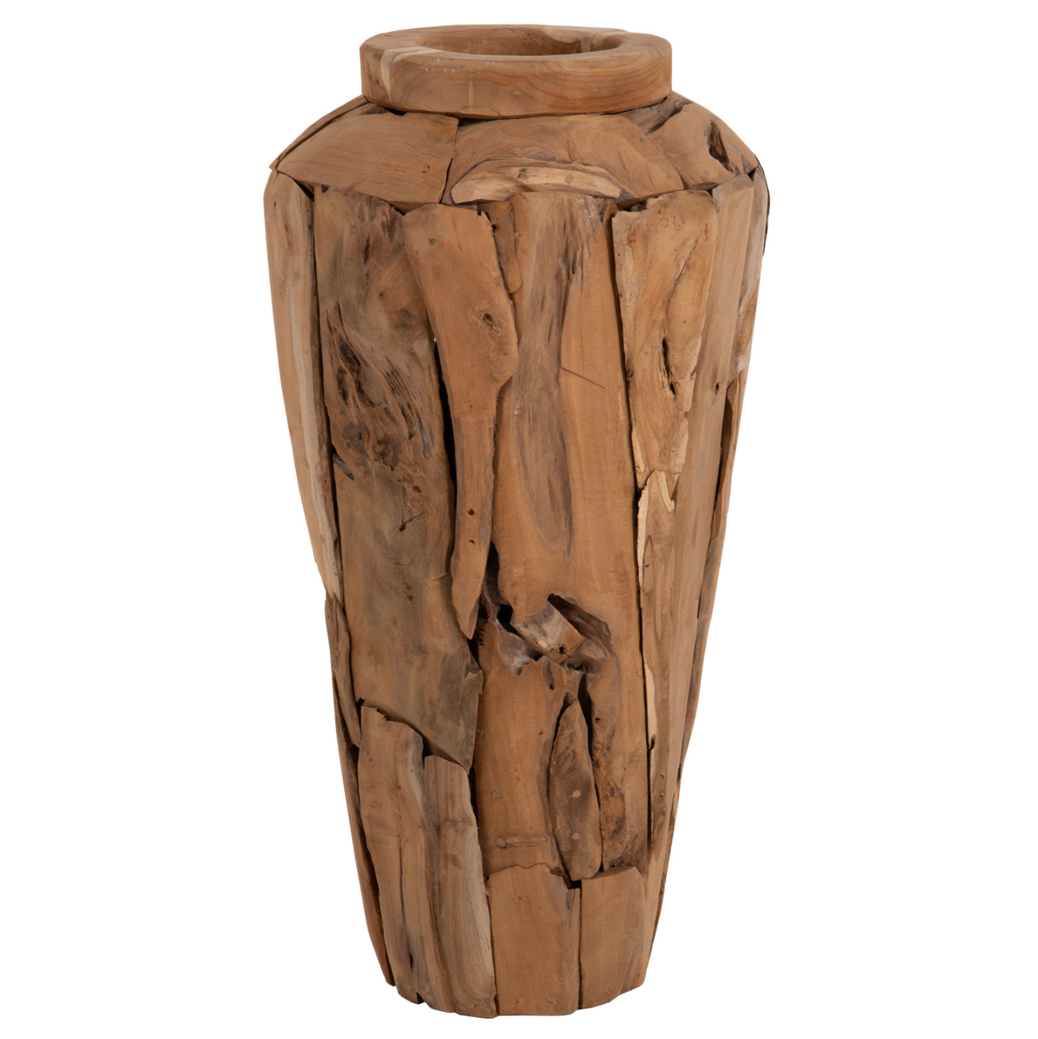 ΔΙΑΚΟΣΜΗΤΙΚΟ ΒΑΖΟ ΔΑΠΕΔΟΥ ZENIA HM7920 ΑΠΟ ΚΟΜΜΑΤΙΑ ΑΝΑΚΥΚΛΩΜΕΝΟΥ ΞΥΛΟΥ TEAK ΣΕ ΦΥΣΙΚΟ Φ40x80Υ εκ. - Image 3