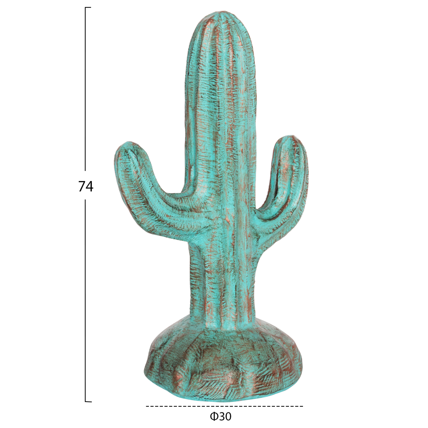 ΔΙΑΚΟΣΜΗΤΙΚΟΣ ΚΑΚΤΟΣ ΔΑΠΕΔΟΥ CACTUS HM4386.03S ΓΥΨΟΣ ΣΕ ΤΙΡΚΟΥΑΖ 42x30x74Υεκ. - Image 2