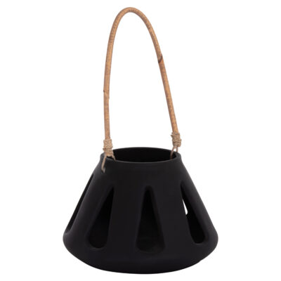 ΕΠΙΤΡΑΠΕΖΙΟ ΦΑΝΑΡΙ ERANTYL HM4696.01S ΜΑΥΡΟ FIBER CEMENT & ΧΕΡΟΥΛΙ RATTAN Φ25x17Yεκ.